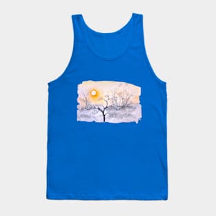 Watercolor January Sunrise Golden Rays Sparkling Snow Tank Top